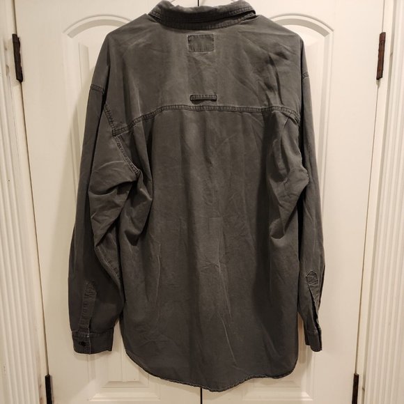 Vintage Bugle Boy Button Up Shirt Mens Large Gray Pocket Outdoor Casual Grunge - Picture 9 of 9